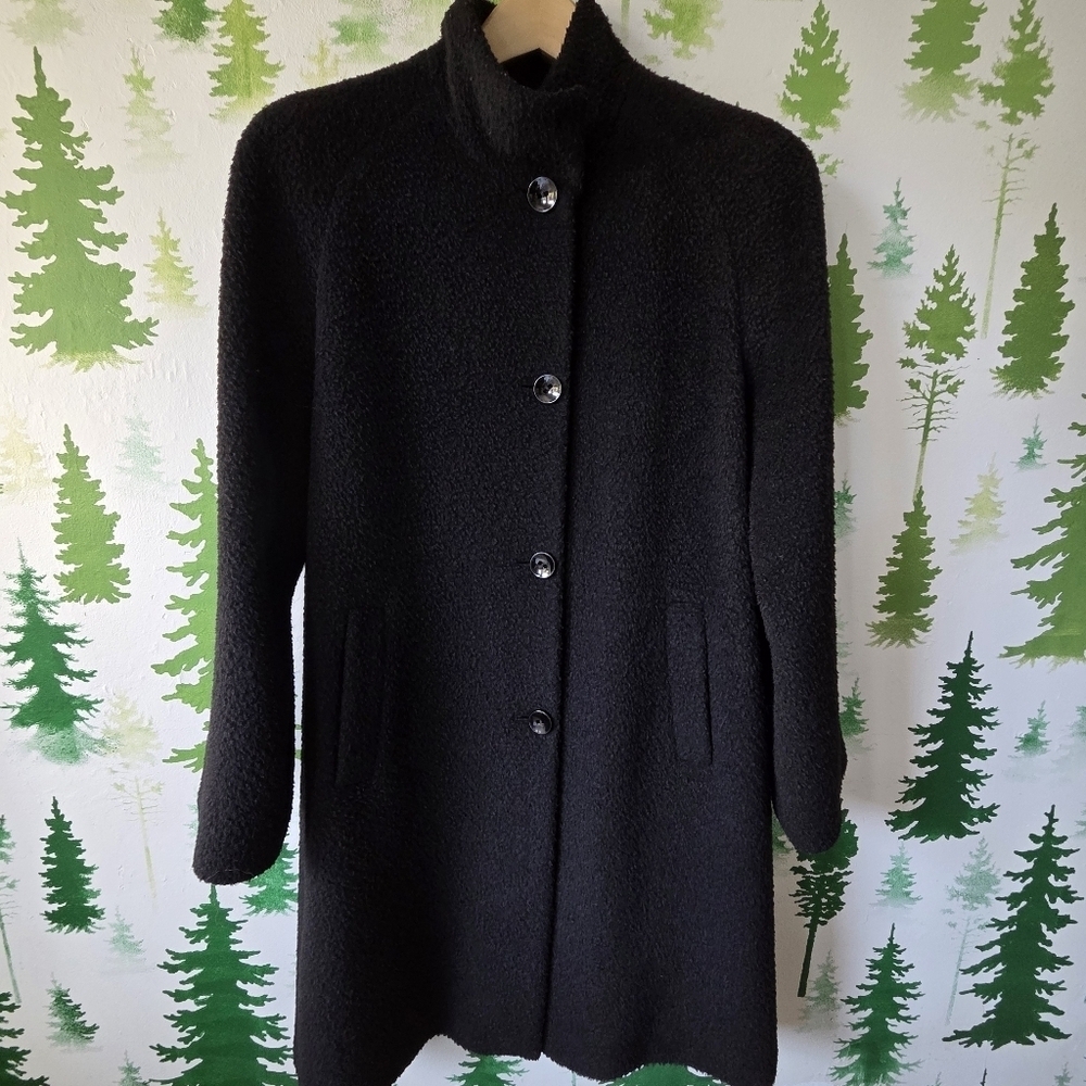 Jones New York Black Wool Alpaca Blend Coat